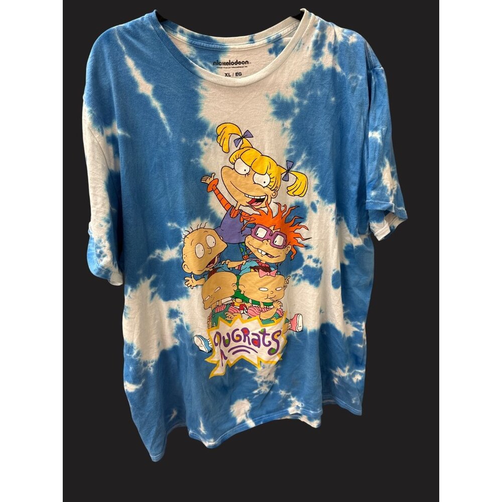 Nickelodeon Rugrats Tie-Dye T-Shirt XL 100% Cotton Blue &‎ White